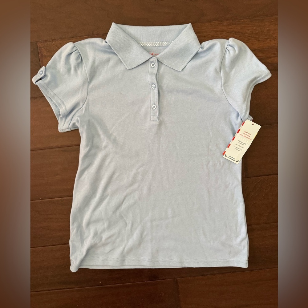 Cat & Jack Girls light blue uniform style polo top size XL (14) NWT - Picture 1 of 2